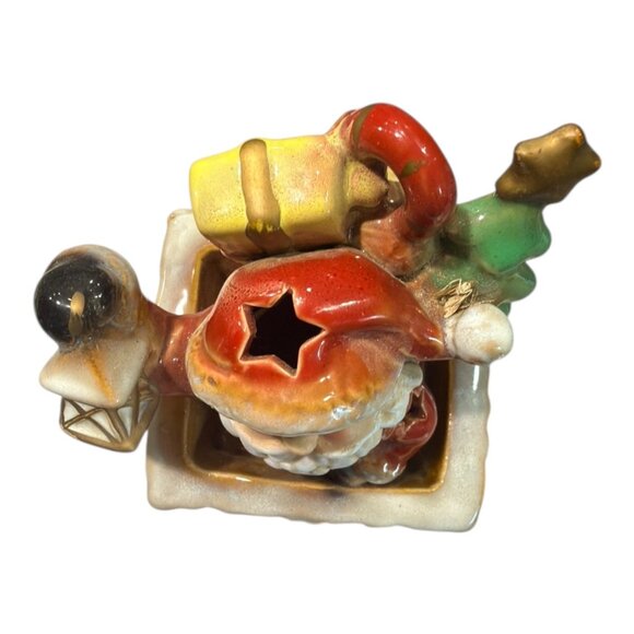 Elements Santa Going Down Chimney W/ Lantern Rooftop Ceramic Christmas Figurine - Picture 7 of 11